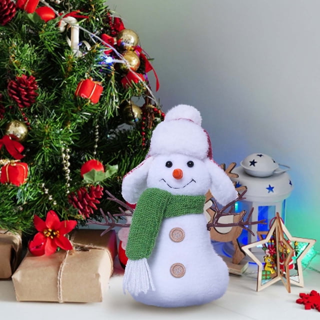 Cute Christmas Snowman Sitting Doll Window Display Rudolf Checkered Hat Doll Decoration Decoration