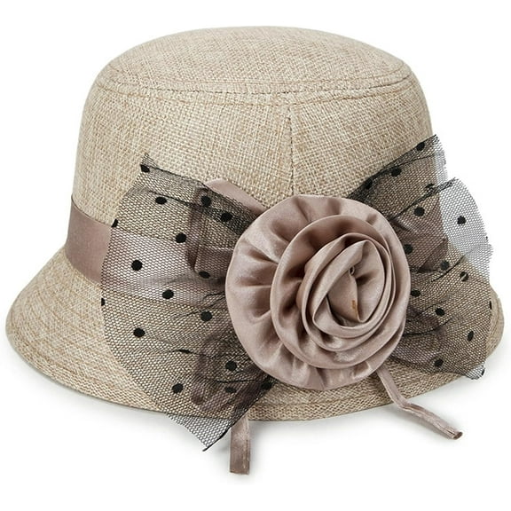 YooGuoGuo Womens 1920s Linen Cloche Church Hats Vintage Fascinator Floral Fedora Bucket Hats Ladies Wedding Tea Party Dress Hat