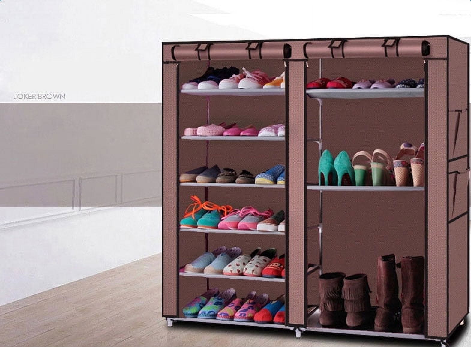 Double Rows 9 Lattices Combination Style Shoe Cabinet - Coffee - Compact Storage for Entryway, Closet & Home