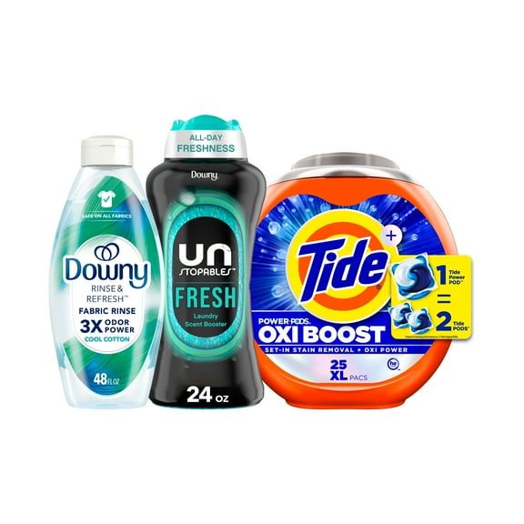Tide & Downy Ultimate Laundry Bundle with Tide Power PODs, Downy Laundry Beads, and Downy Fabric Rinse