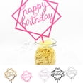 thumbnail image 3 of Square Happy Birthday Cake Topper Acrylic Insert Cake Card DIY Glitter Cupcake Smash Candle Stick, 3 of 9
