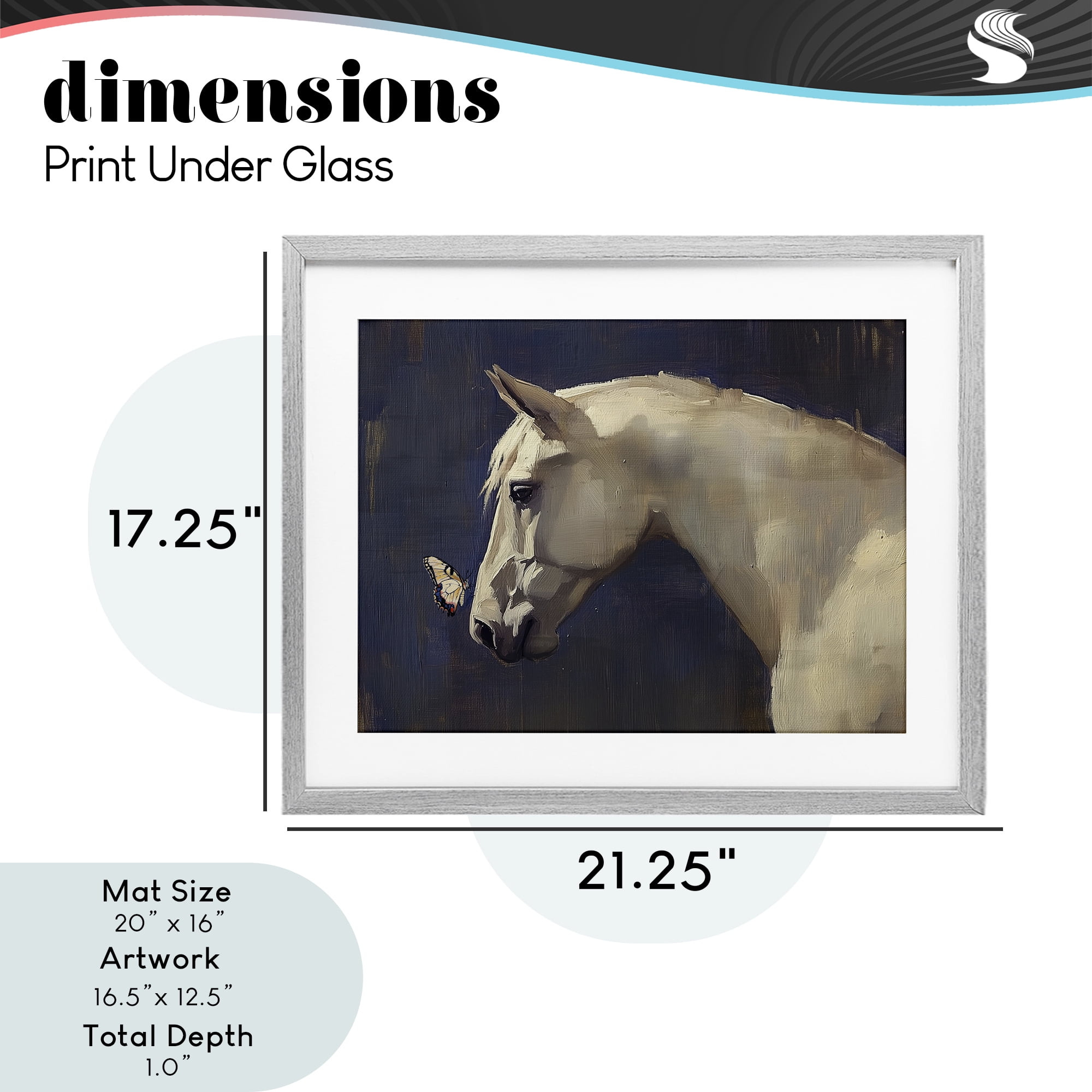 Stupell Industries Peaceful Meeting Horse & Butterfly Gray Framed Print Under Glass, design by Svetlana Aleynikova