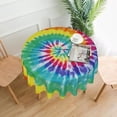 thumbnail image 2 of Tie Dye Tablecloth Round 60 Inch Vinyl Spring Rainbow Table Cloths for Parties Waterproof Fabric Tablecloths Decorative for Holiday Home Party Wedding, 2 of 6