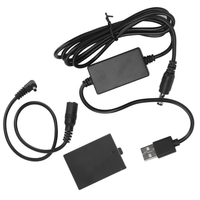 Adaptador de corriente CC con acoplador de batería ficticia LPE10 con cable USB para Canon 1100D, 1200D, 1300D, 1500D y 3000D