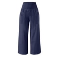 thumbnail image 4 of Seductiva Soft Leggings for Women Linen Pants Women Summer Wide Leg Pants Drawstring Elastic Waist Pants High Waisted Pants Casual Beach Trousers Loose Casual Pants, 4 of 5