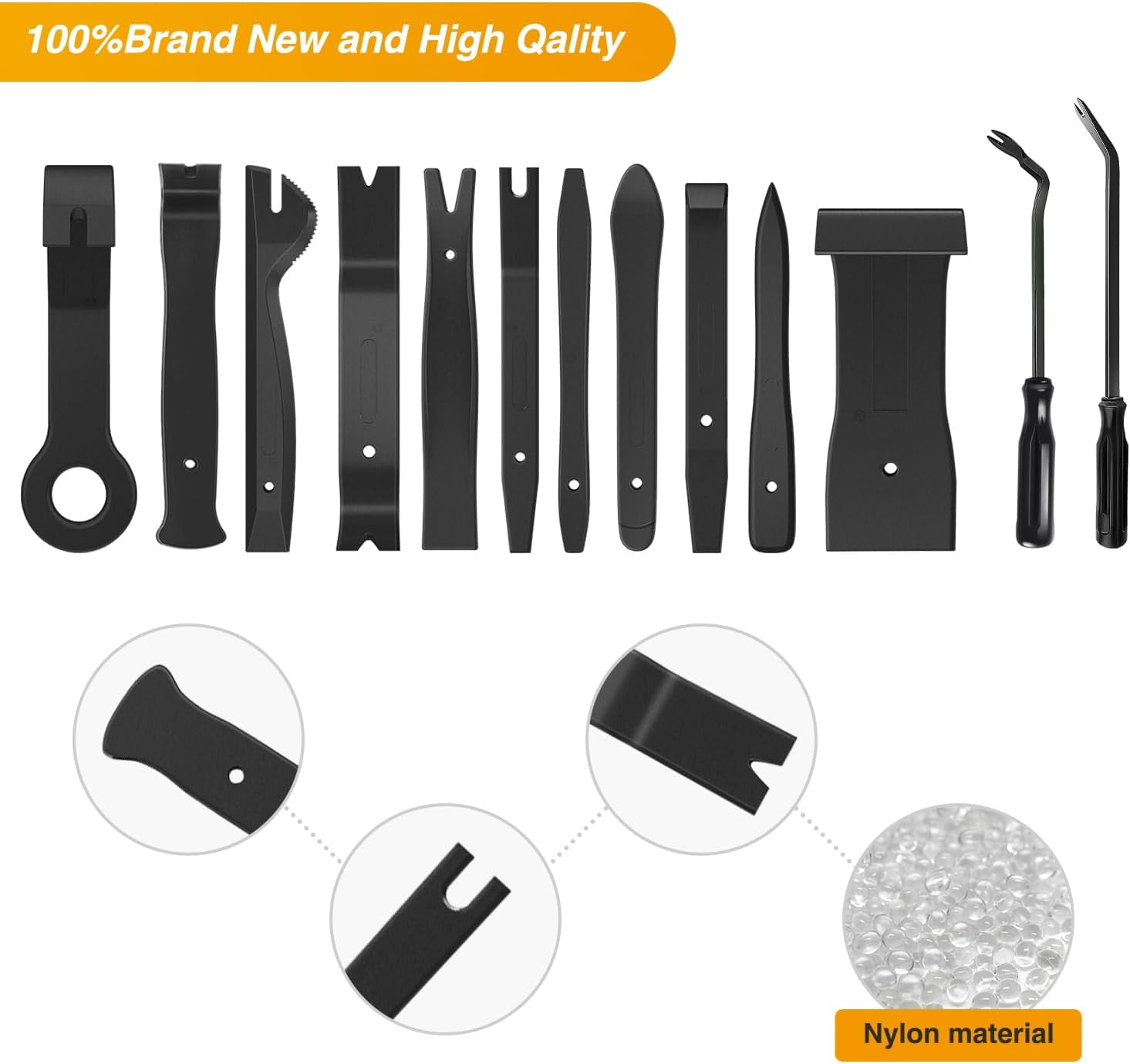 chasenew 5 PCS Nylon Auto Trim Removal Tool Kit No-Scratch Removal Tool Kit for Car Clip Panel & Audio Dashboard Dismantle Black