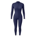 thumbnail image 5 of Women's Zippered Full Body Yoga Suit, Long Sleeve High Waist Tight Bodysuit for Women, Fitness Workout Bodysuit for Yoga, Gym, Running and Casual Outerwear Sportswear Blue, 5 of 5