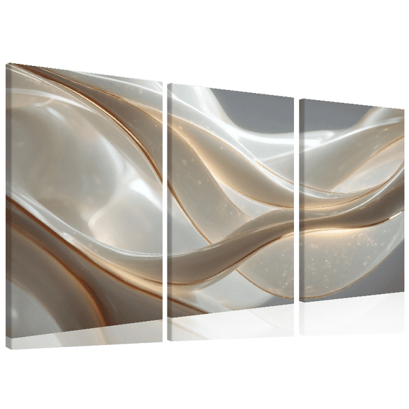Zorvishome Abstract Canvas Wall Art Set of 3, Modern Fluid Wave Design with Gold Accents for Living Room Decor, 12x16 Unframed Canvas Prints on Wood Frame