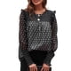 thumbnail image 1 of Qarigey Blusa de mujer con estampado de puntos, camisa de gasa informal, linterna, manga larga, volantes de trabajo, top de dama Prendas para la parte del cuerpo Negro XXL, 1 of 4