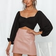 thumbnail image 1 of Puff Sleeve Tie Back Crop Blouse, Fashion Skin Friendly Square Neck All Match Cute Off Shoulder Wrap Crop Top  For Date Work Home Type 1,Type 2,Type 3,Type 4, 1 of 6
