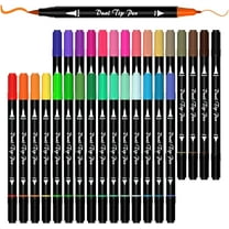 Dual Tip Brush Pens Art Markers, Shuttle Art 30 Colors Dual Tip Calligraphy Pens Fine and Brush Dual Tip Markers Set Perfect for Adult Artist Calligraphy Hand Lettering Journal Doodling Writing