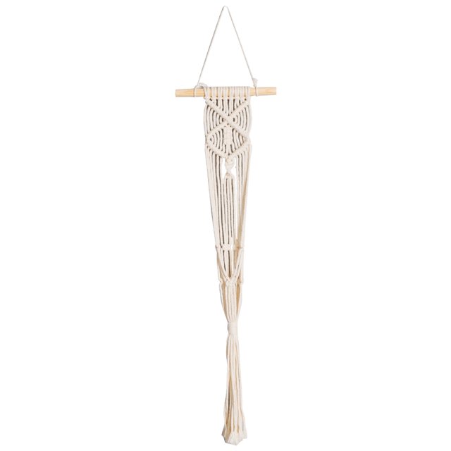 Cesta colgante de estilo bohemio tejida a mano Cesta colgante con palo Decoración para colgar en la pared del hogar