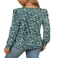 thumbnail image 5 of LEEYNEER Womens Blouses Floral Printed Pleated Short Sleeve Tunic Tops for Women Dressy Casual Summer Shirts, 5 of 6