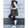 thumbnail image 5 of Women Long Vest Solid Color Sleeveless Hood Winter Puffer Vest Outwear, 5 of 9
