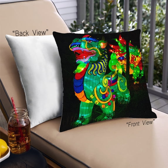 Ahgly Company Culture Asian Outdoor Throw Pillow, 18 inch by 18 inch