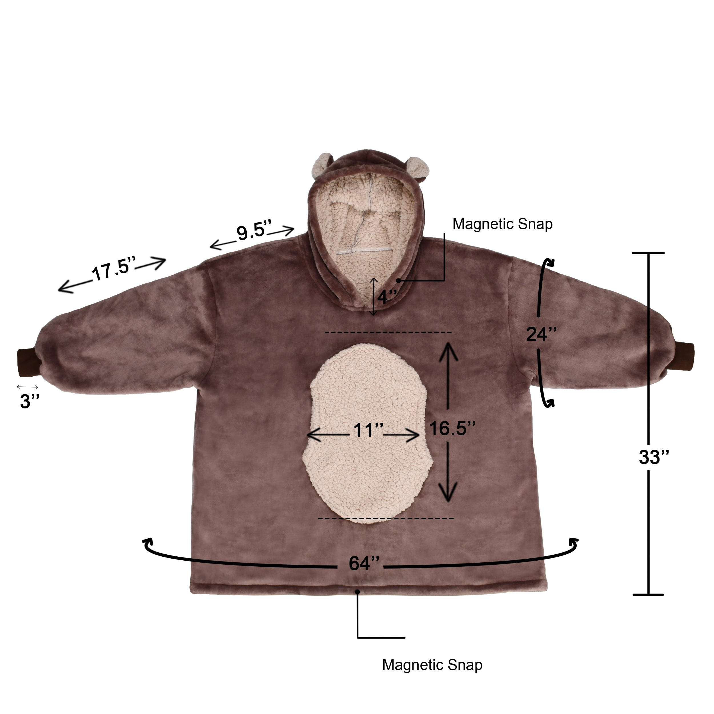 Bear Oversized Sherpa Hoodie Blanket Sweatshirt for Women
