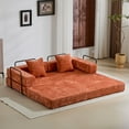 thumbnail image 4 of Convertible Couch Sofa Bed Foldable Floor Sleeper | Modern Fold Out Couch | No Assembly Compression Sofa King Size Sleeper for Living Room, Bedroom | Orange Chenille, 4 of 9