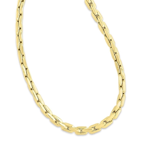 JewelStop 14k Yellow Gold Polished Finish 4.5mm Compressed Cable Link Necklace with Lobster Clasp - 18"