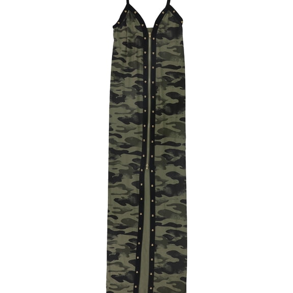 Tags Weekly Womens Camo Full-Zip Bodycon Dress, Green, X-Small