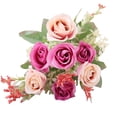 thumbnail image 1 of Flores artificiales de 32 cm (12,6 pulgadas), rosas falsas para decoración de bodas, arreglos florales artificiales de plástico para el hogar, sala de estar, centro de mesa, relleno de jarrones,, 1 of 6