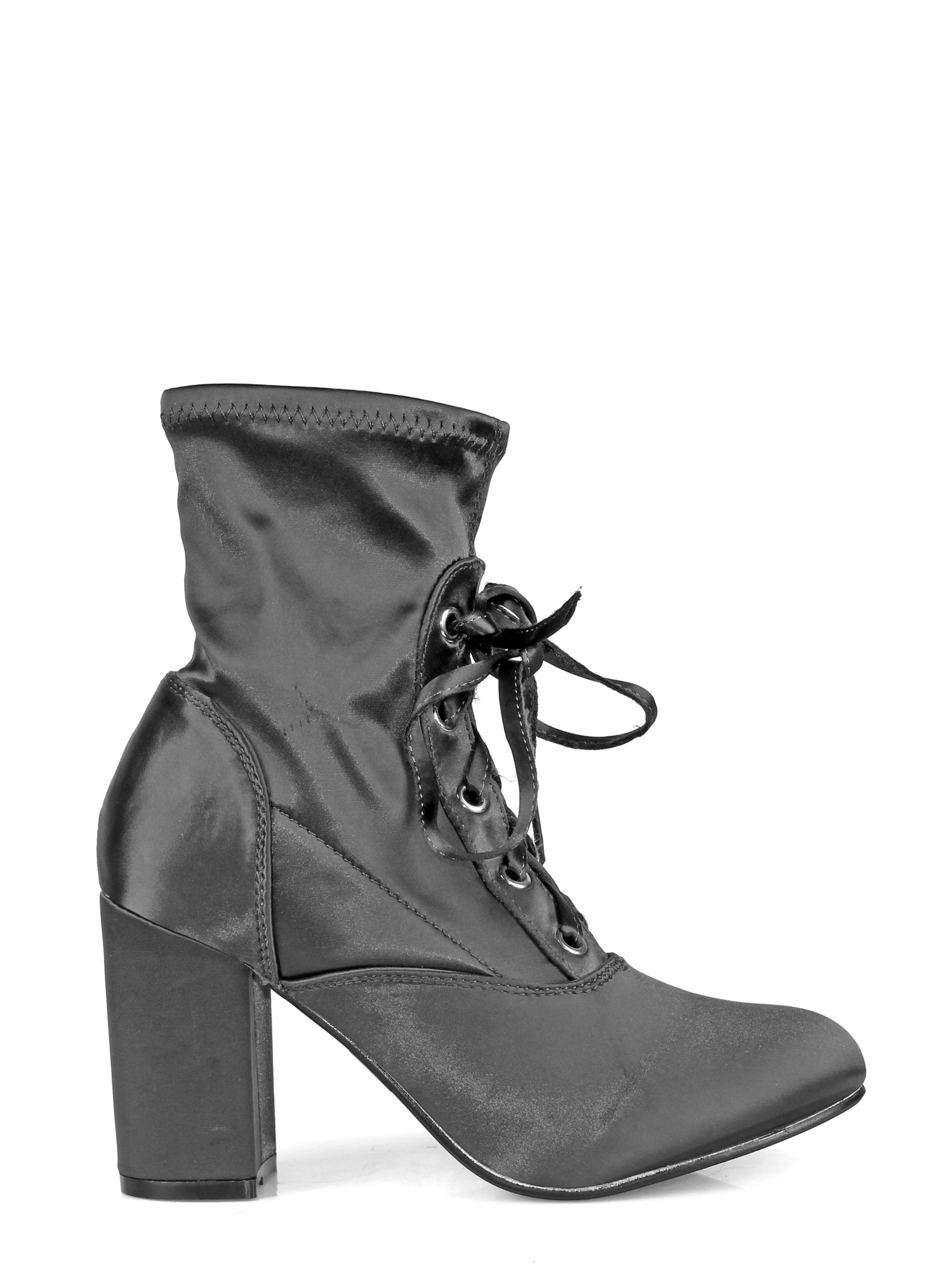 Nature Breeze Lace up Almond Toe Chunk Heel Women's Anke Boots in Grey - image 2 of 3