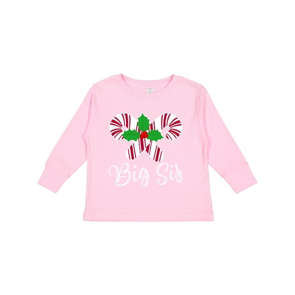 Inktastic Big Sis Christmas Candy Cane Sister Girls Long Sleeve Toddler T-Shirt