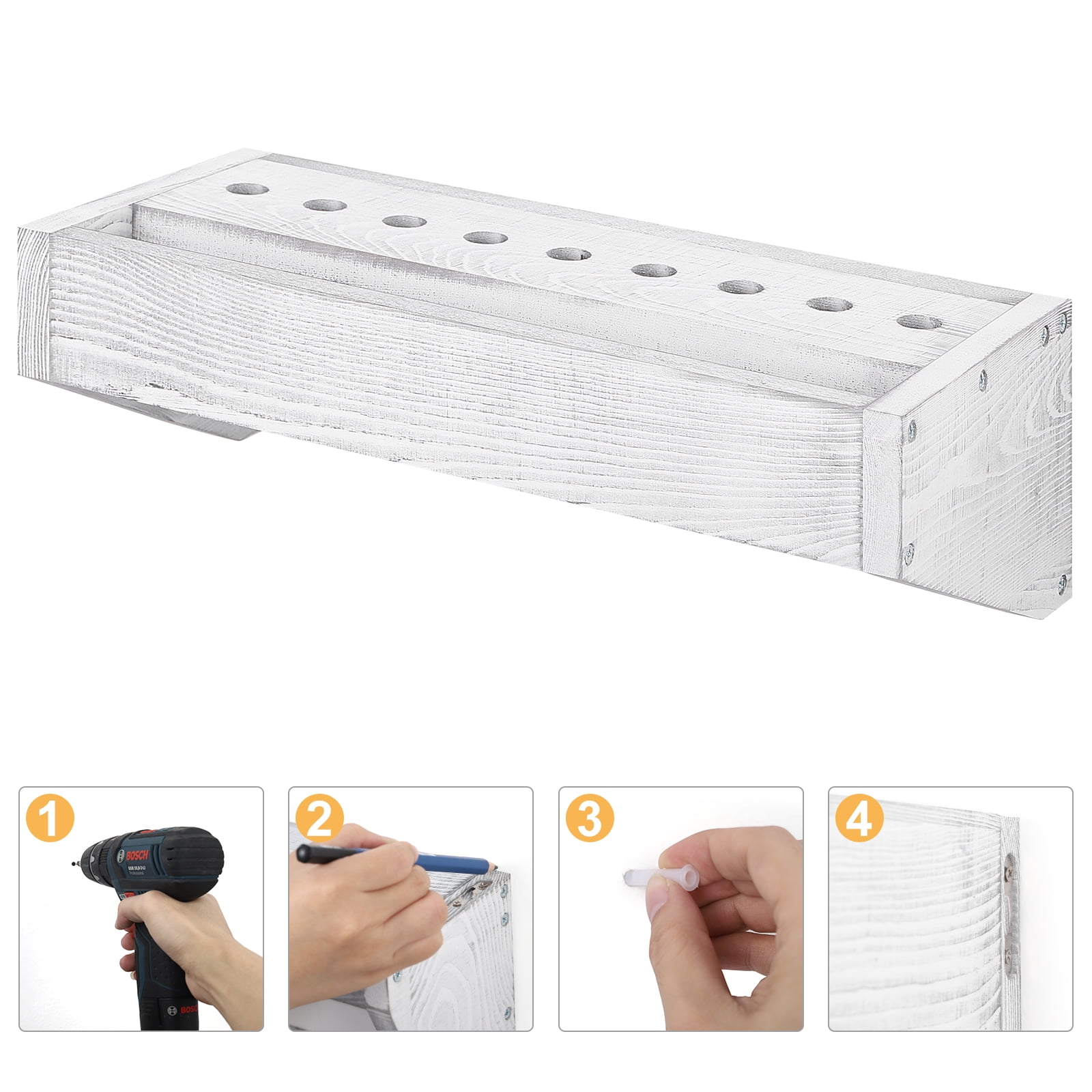 NEX Set of 2 Screwdriver Solid Wood Tool Hammer Holder Pliers Storage Box Organizer, Gray White