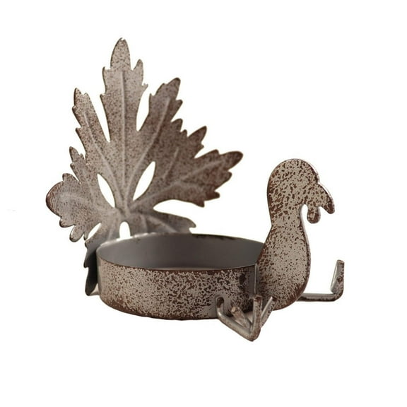 Silver Turkey Leaf Pillar Candle Holder