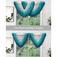 thumbnail image 4 of Blue Aqua Ombre Sheer Waterfall Valance Curtains for Window, Modern Abstract Art Farmhouse Striped Rod Pocket Sheer Topper Swag Curtains for Living Room, Kitchen 38.5"W x 47.2"L, 1 Panel, 4 of 7