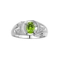 thumbnail image 1 of RYLOS Men's Rings Sterling Silver Rings Classic Designer Style 8X6MM Oval Gemstone & Diamond Ring Peridot August Birthstone Rings For Men Size 8, 1 of 7