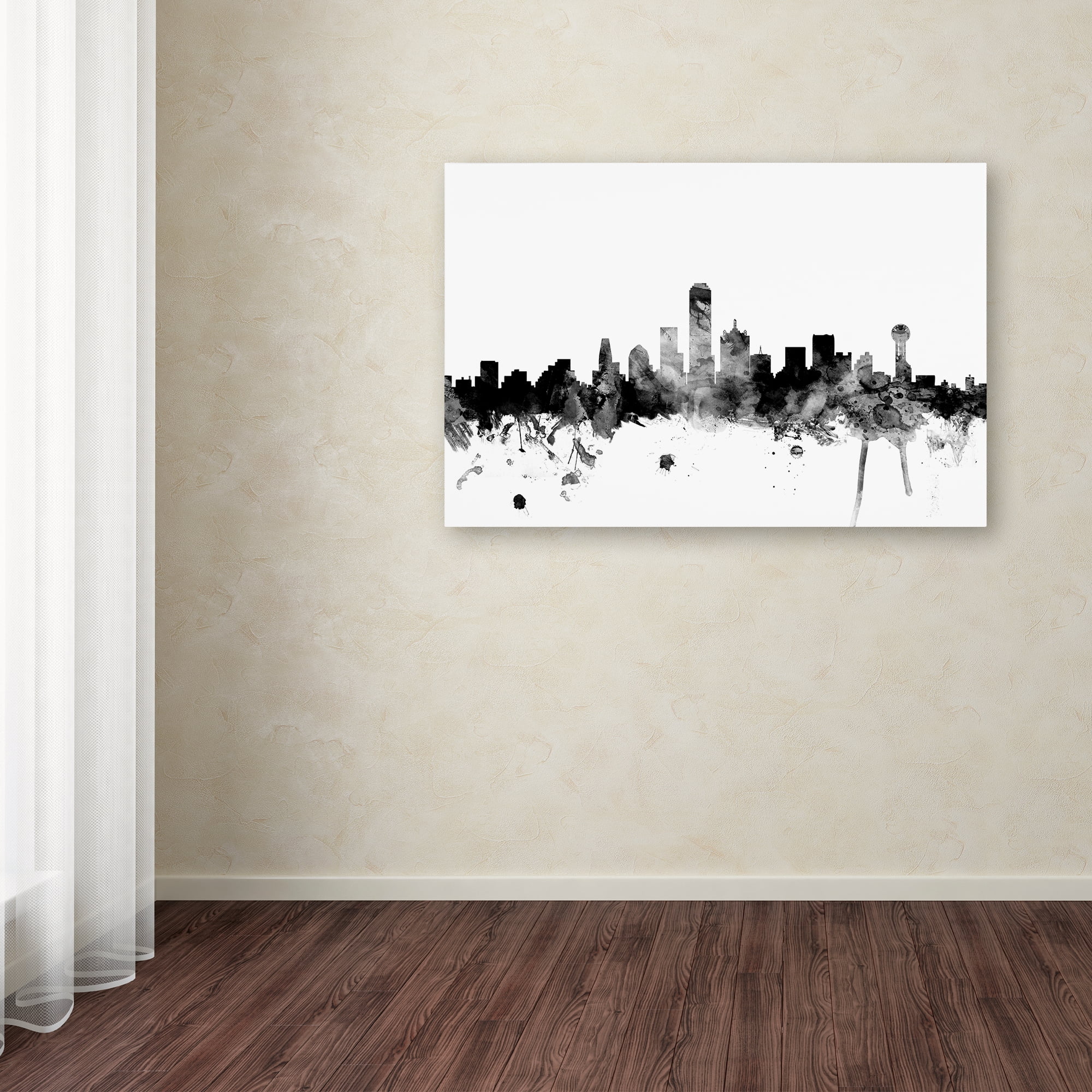 Michael Tompsett 'Dallas Texas Skyline B&W' Canvas Art