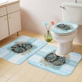 thumbnail image 4 of Summer Coastal Bathroom Rugs Set Retro Ocean Brown Conch Marine Life Teal Blue Non Slip Absorbent Soft Bath Mats 3 Piece Set with Bathroom Rug, U-Shaped Floor Mat, Toilet Seat Cover Large Size, 4 of 9