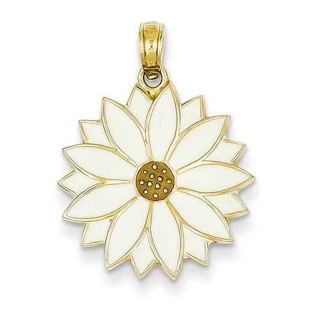 Enamel Flower Daisy - 14k Enameled White Daisy Flower Pendant K1967