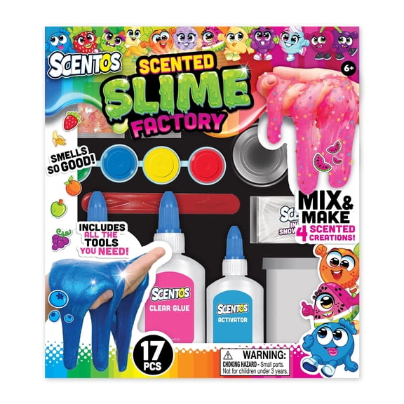Scentos Scented Slime Factory Kit With All Tools, 4 Fruit Fragrances, DIY Slime Making Kit With 17Pcs for Kids 6 