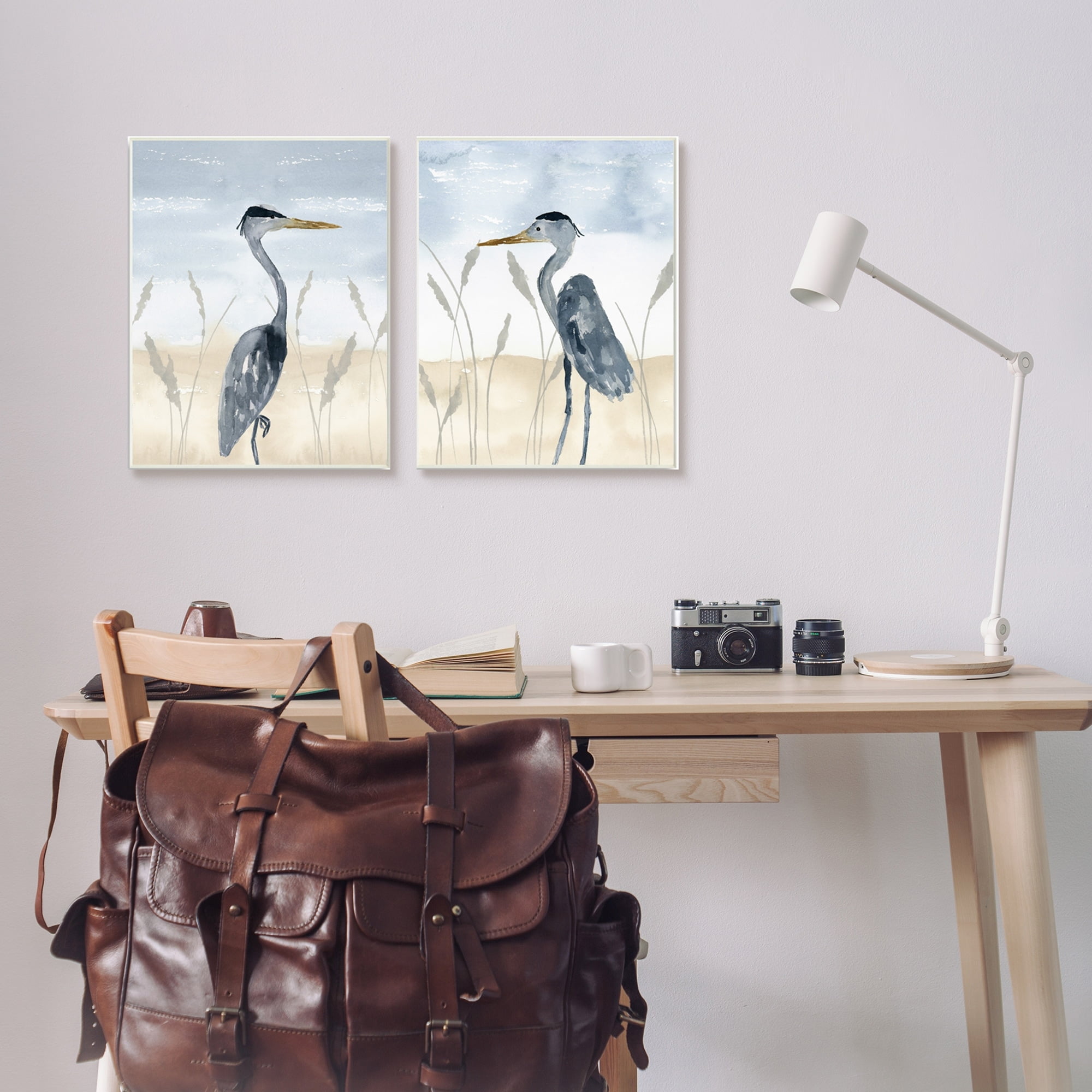 Stupell Industries Egret Sea Birds Grazing Beach Sand Seagrass Wood Wall Art, 13 x 19, Design by Lucille Price