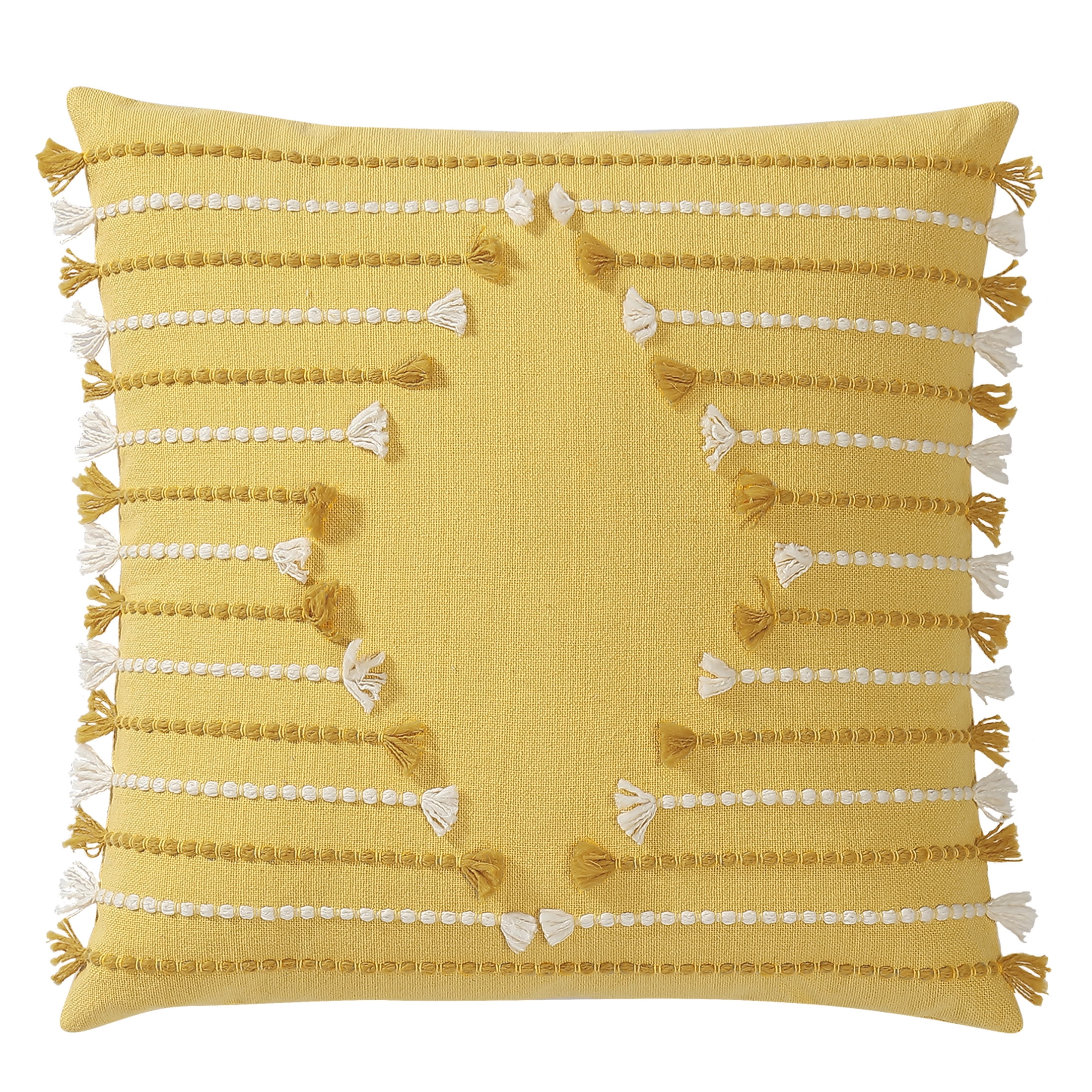Mainstays, Kantha Geo Decorative Pillow, Square, 18' x 18', Mustard, 1 Piece