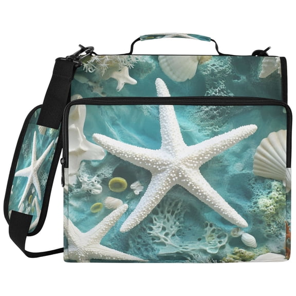 ALAZA Zipper Binder Starfish Coral Sea Pattern 2 inch 3 Ring 500 Sheet Capacity Trapper Keeper File Folder Organizer Bag
