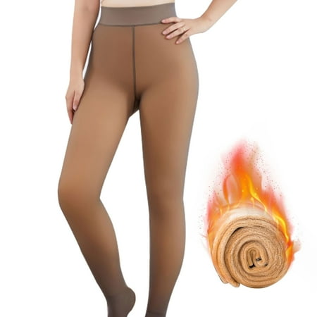 

Women Warm Leggings Elastic Fake Translucent Stretch Girls Fleece Lined Tights