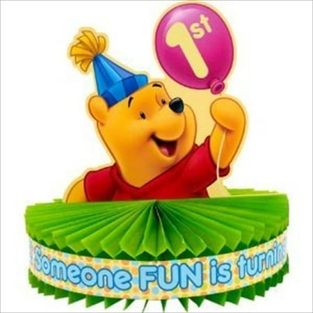 - Winnie the Pooh Balloon 1st Birthday Centerpiece (1ct)