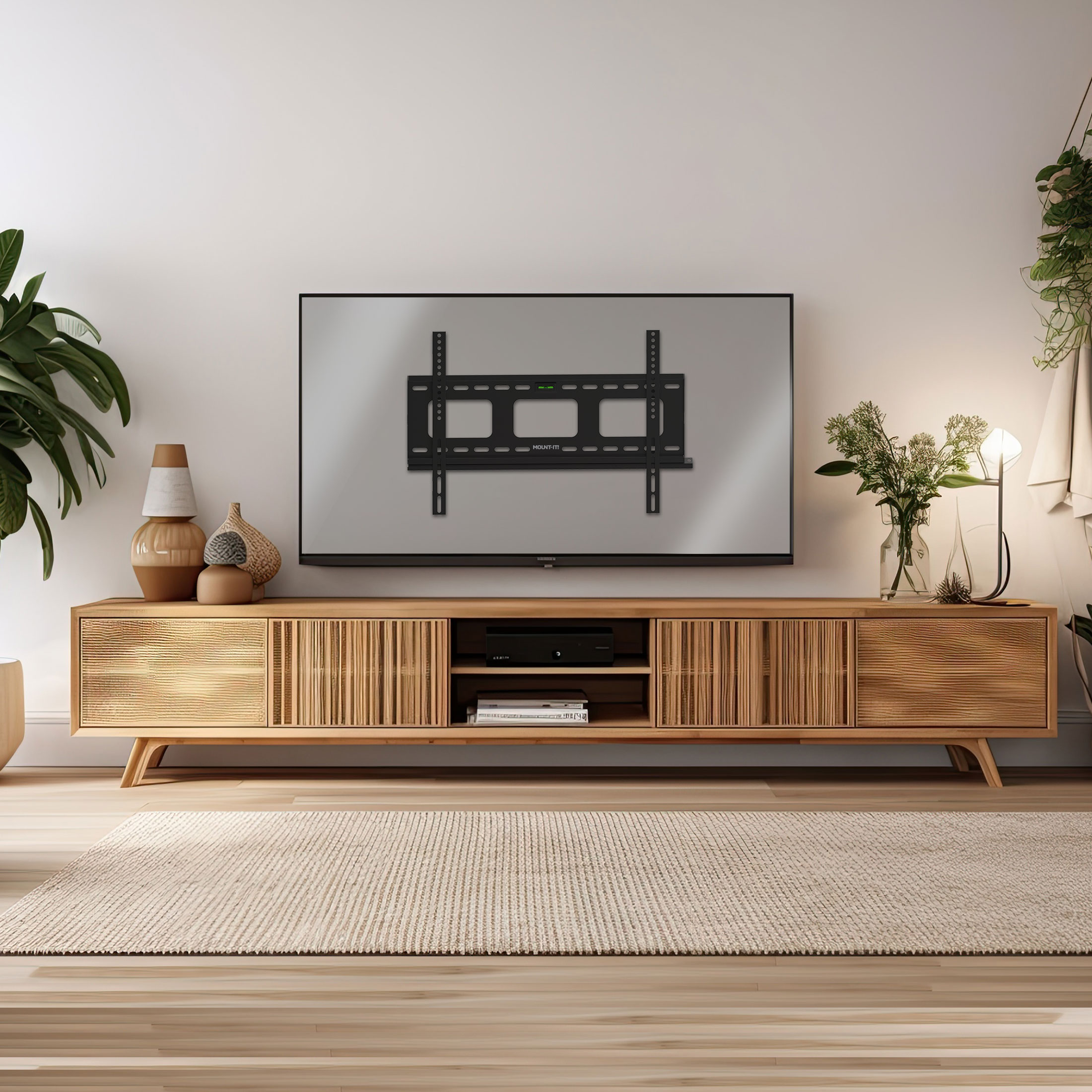Mount-It! Low-Profile TV Wall Mount, Fits 37" to 80" TV's, 175 lbs. Capacity, Slim Design, Heavy Duty