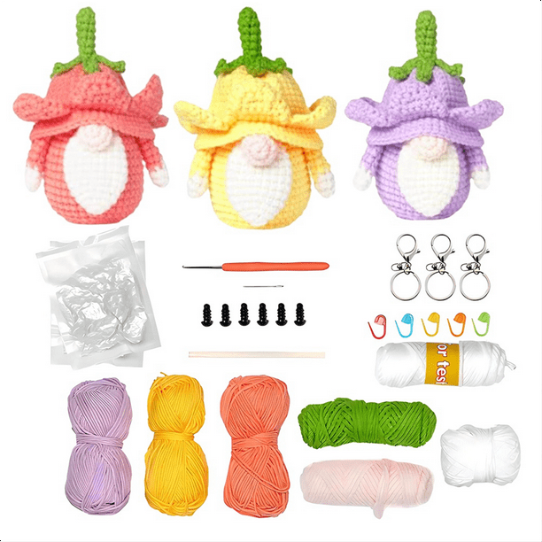 Crochet Kit for Beginners,3 Pcs Wobbles Crochet Kit,Includes Step-By-Step  Instruction and Video Tutorials 