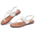 thumbnail image 2 of Ataiwee Women's Flat Slide Sandals - Classic T-strap Ankle Strap Comfort Thong Flat Summer Sandals., 2 of 6