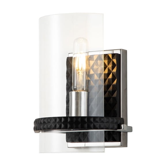 Lucas McKearn Mazant 1-light Metal Bath Vanity Light in Matte Black/Chrome