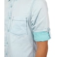 thumbnail image 3 of Ma Croix Mens Button Down Shirt Roll Up Sleeve Casual Long Sleeve Top, 3 of 3