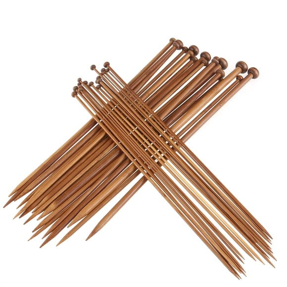 Miangastore FOXNOVO 18pairs /36pcs Professional Carbonized Bamboo Single Pointed Needles Crochet Knitting Needles (2.0mm-10mm)
