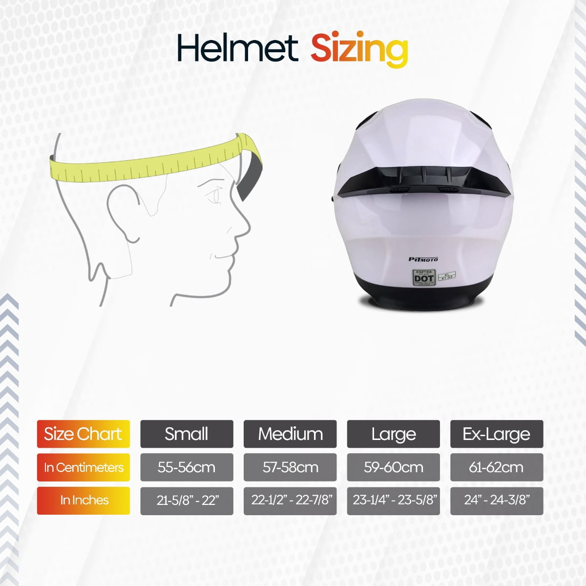 PITMOTO PM-888, Full Face Dual Visor DOT Approved Motorcycle Helmet-White-X-Large