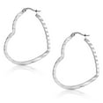 thumbnail image 2 of Gem Stone King 1.75 inches Stainless Steel High Shine Silver Tone Heart Shape Hoops Earrings Jewelry for Women, 2 of 5
