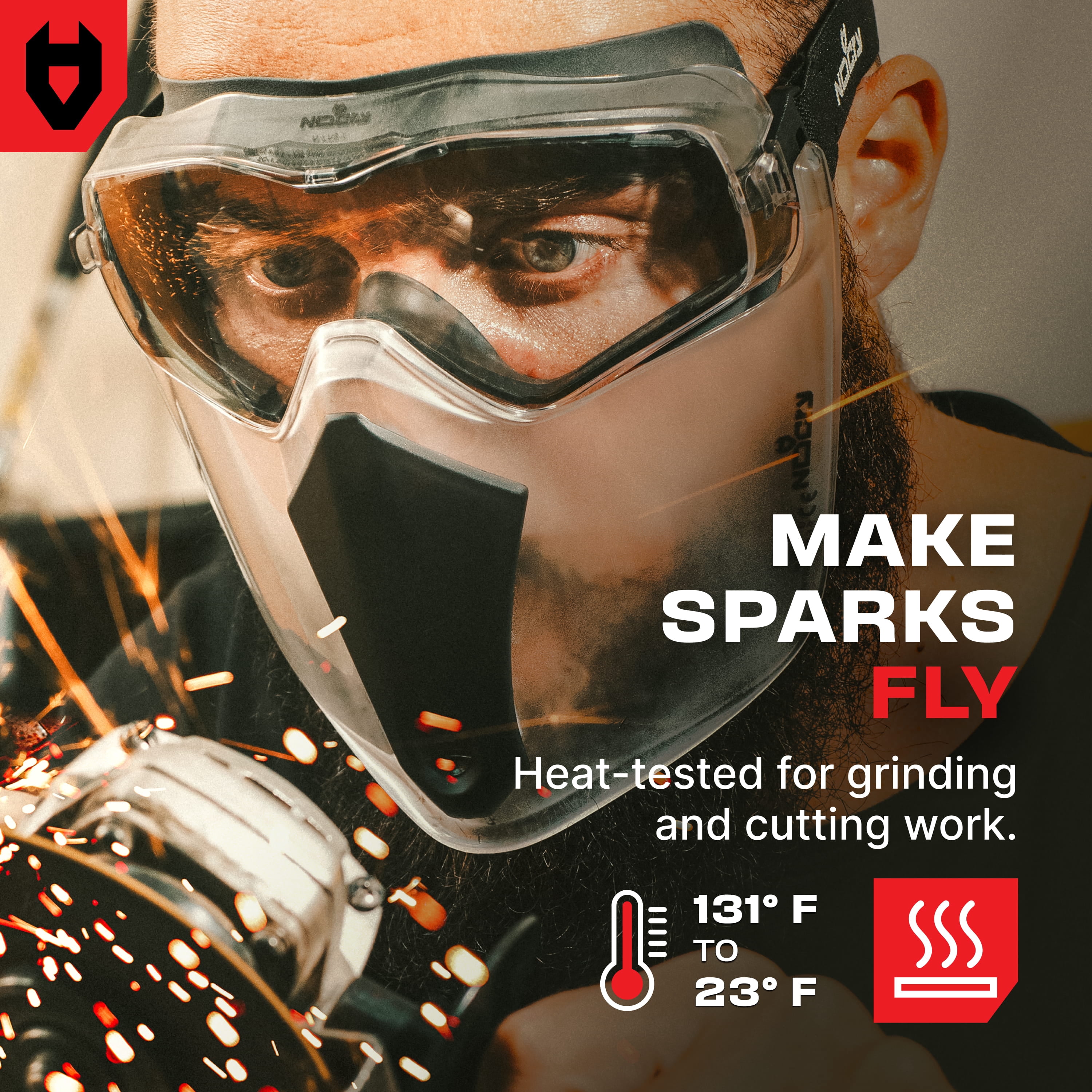 NoCry Safety Face Shield Mask for Work with Premium Anti Fog and Anti Scratch Technology — Durable ANSI Z87.1 Certified Grinding Face Shield with Extreme Impact Resistance