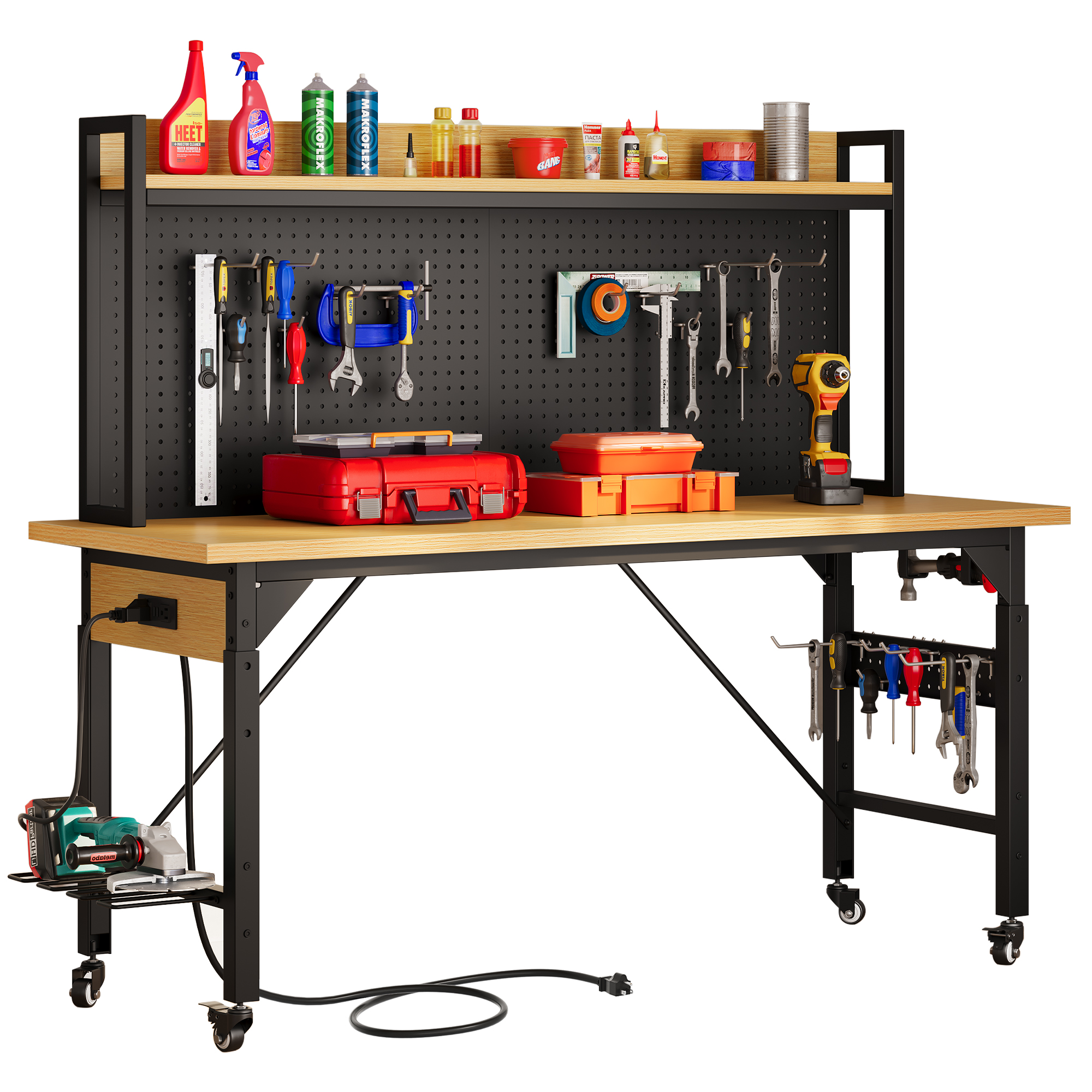 Dextrus Multifunctional Workbench with Wheels, 59 x 24 inches photo 1