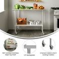 thumbnail image 3 of Flash Furniture Stainless Steel 18 Gauge NSF Cert. Portable Prep and Work Table with 1.5" Backsplash, Undershelf and 2 Locking Casters- 48"W x 24"D x 36"H, 3 of 9